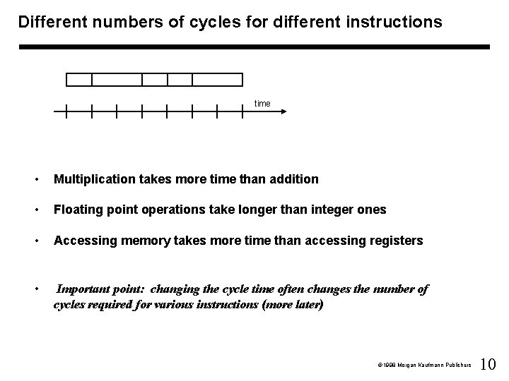 Different numbers of cycles for different instructions time • Multiplication takes more time than Different numbers of cycles for different instructions time • Multiplication takes more time than