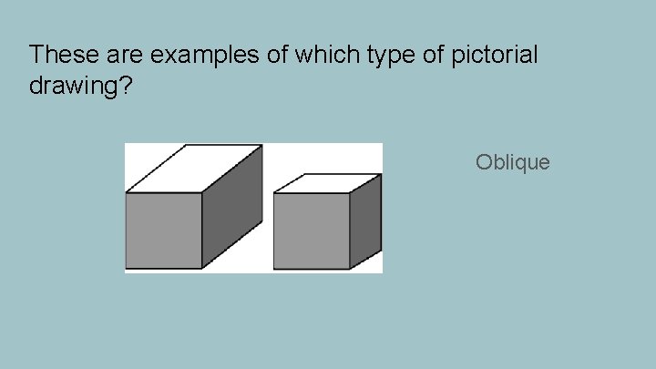 These are examples of which type of pictorial drawing? Oblique 