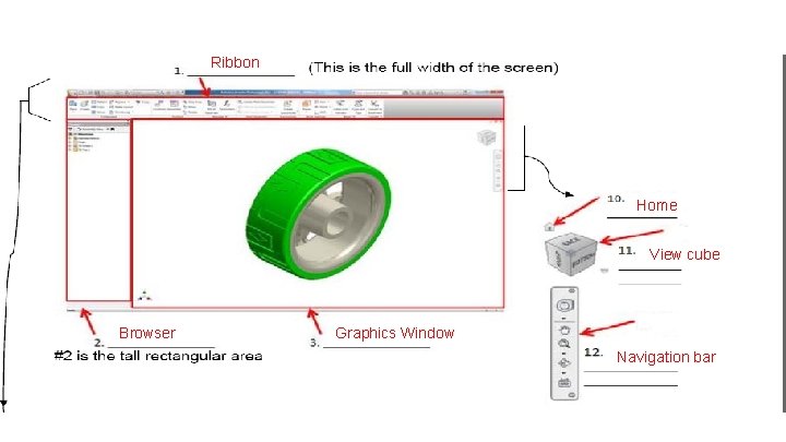 Ribbon Home View cube Browser Graphics Window Navigation bar 