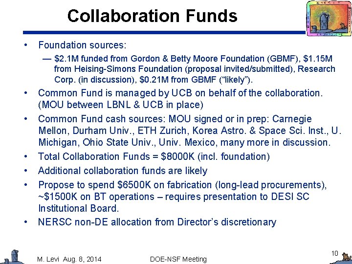 Collaboration Funds • Foundation sources: — $2. 1 M funded from Gordon & Betty