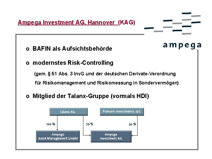 Ampega Investment AG, Hannover (KAG) o BAFIN als Aufsichtsbehörde o modernstes Risk-Controlling (gem. §
