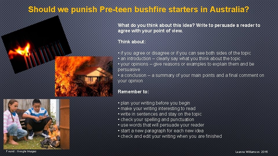 Should we punish Pre-teen bushfire starters in Australia? What do you think about this