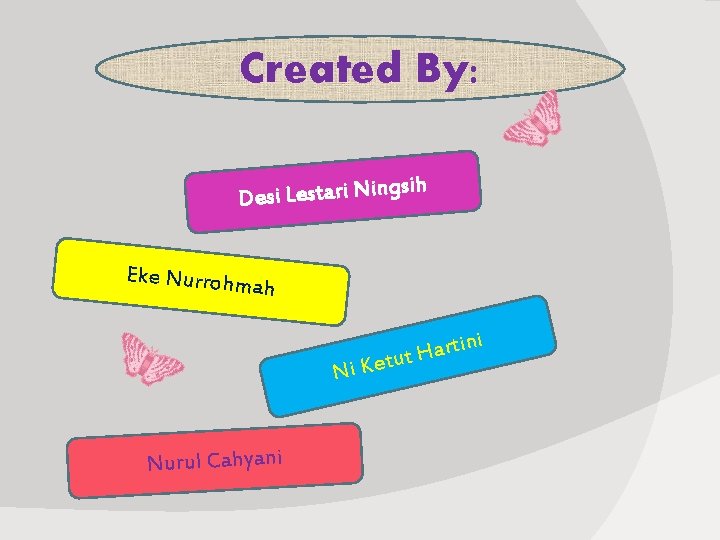 Created By: gsih Desi Lestari Nin Eke Nurrohm ah Ni Ke Nurul Cahyani i