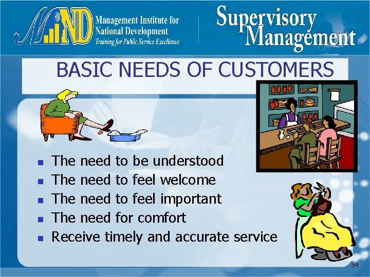 BASIC NEEDS OF CUSTOMERS n n n The need to be understood The need