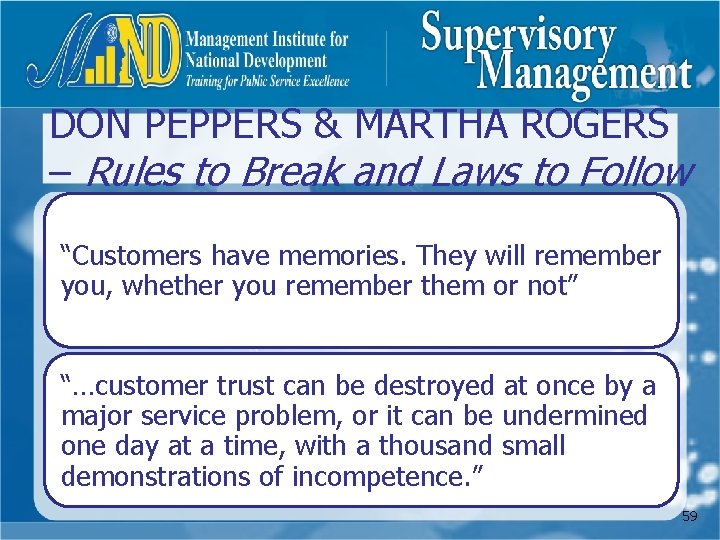 DON PEPPERS & MARTHA ROGERS – Rules to Break and Laws to Follow “Customers