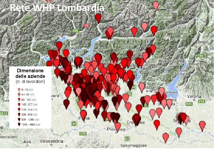 Rete WHP Lombardia Dimensione delle aziende (n. di lavoratori) 