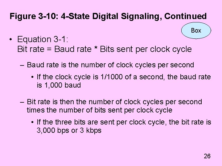 Figure 3 -10: 4 -State Digital Signaling, Continued Box • Equation 3 -1: Bit