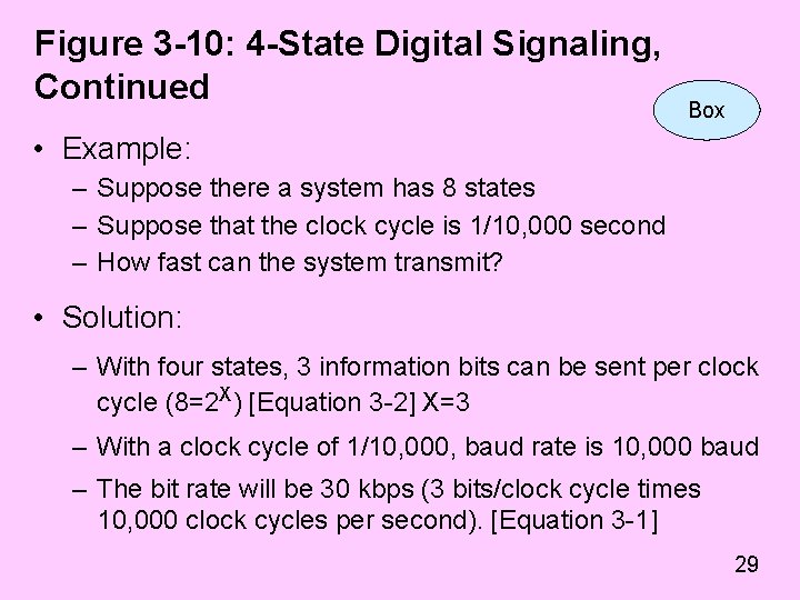 Figure 3 -10: 4 -State Digital Signaling, Continued Box • Example: – Suppose there