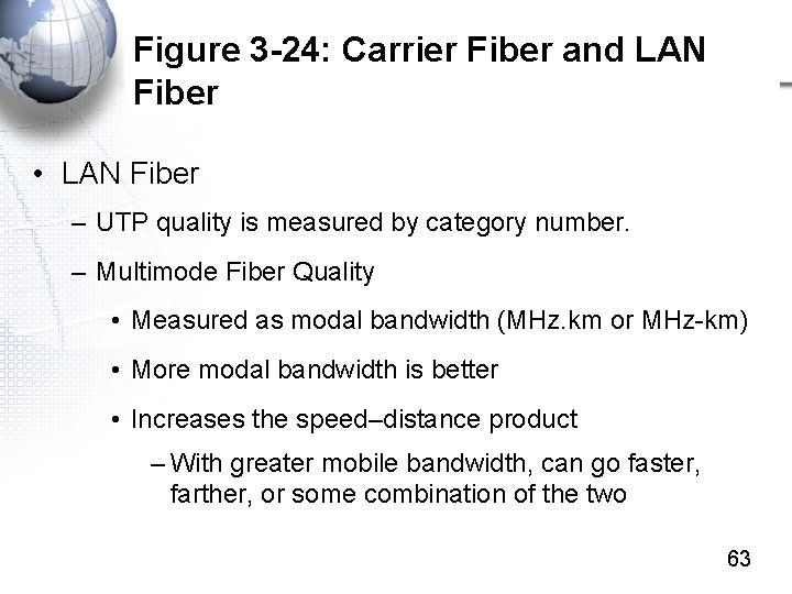 Figure 3 -24: Carrier Fiber and LAN Fiber • LAN Fiber – UTP quality