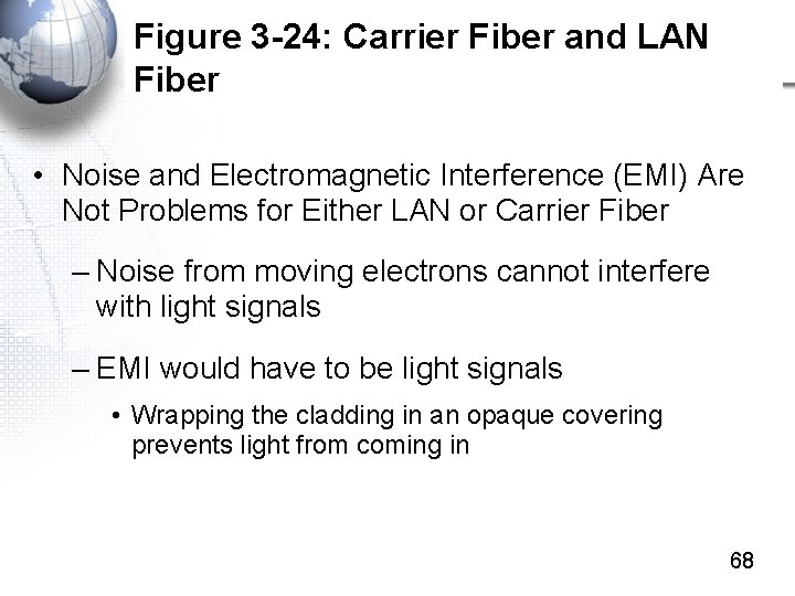 Figure 3 -24: Carrier Fiber and LAN Fiber • Noise and Electromagnetic Interference (EMI)