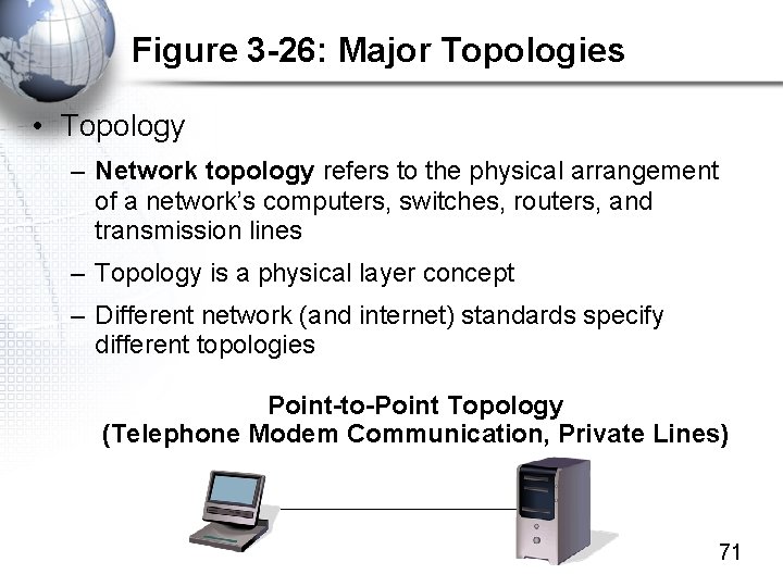 Figure 3 -26: Major Topologies • Topology – Network topology refers to the physical