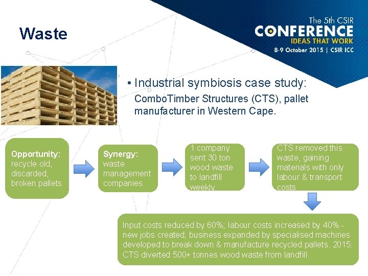 Waste • Industrial symbiosis case study: Combo. Timber Structures (CTS), pallet manufacturer in Western