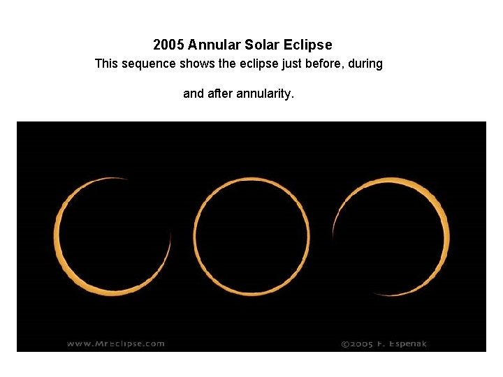 2005 Annular Solar Eclipse This sequence shows the eclipse just before, during and after