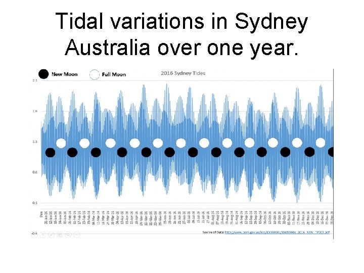 Tidal variations in Sydney Australia over one year. 