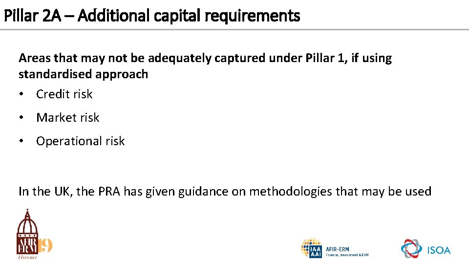 Pillar 2 A – Additional capital requirements Areas that may not be adequately captured