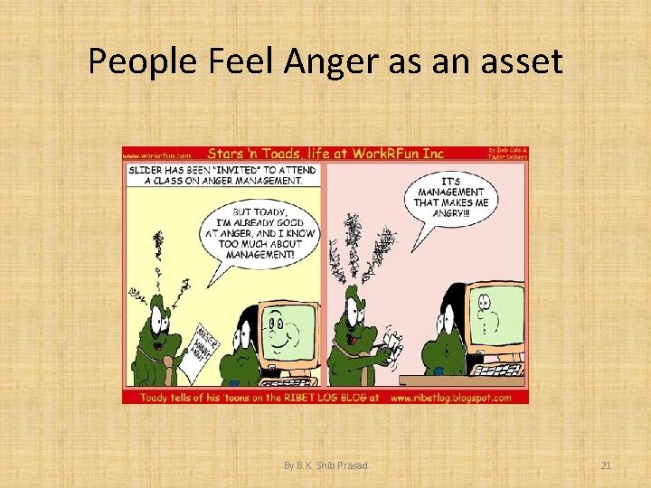 People Feel Anger as an asset By B. K. Shib Prasad 21 