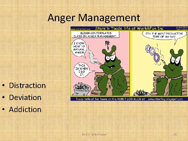 Anger Management • Distraction • Deviation • Addiction By B. K. Shib Prasad 24