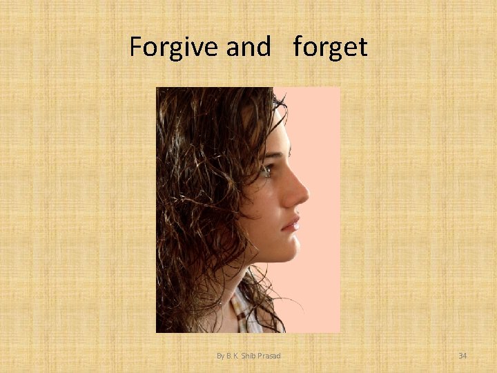 Forgive and forget By B. K. Shib Prasad 34 