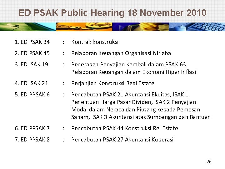 ED PSAK Public Hearing 18 November 2010 1. ED PSAK 34 : Kontrak konstruksi