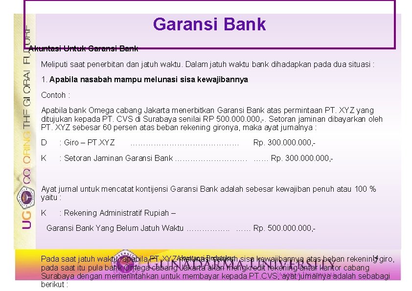 Garansi Bank Akuntasi Untuk Garansi Bank Meliputi saat penerbitan dan jatuh waktu. Dalam jatuh