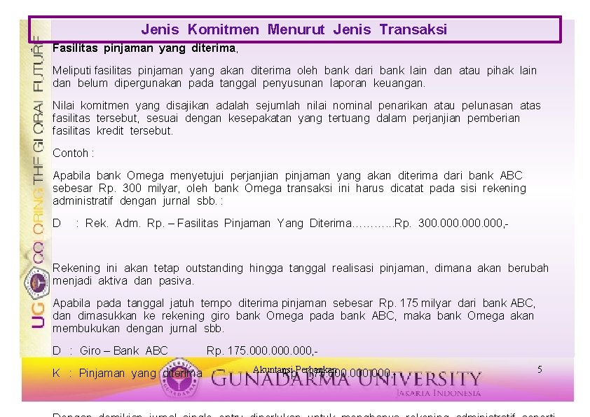 Jenis Komitmen Menurut Jenis Transaksi 1. Fasilitas pinjaman yang diterima, Meliputi fasilitas pinjaman yang