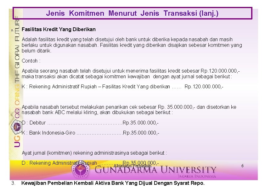 Jenis Komitmen Menurut Jenis Transaksi (lanj. ) 2. Fasilitas Kredit Yang Diberikan Adalah fasilitas Jenis Komitmen Menurut Jenis Transaksi (lanj. ) 2. Fasilitas Kredit Yang Diberikan Adalah fasilitas