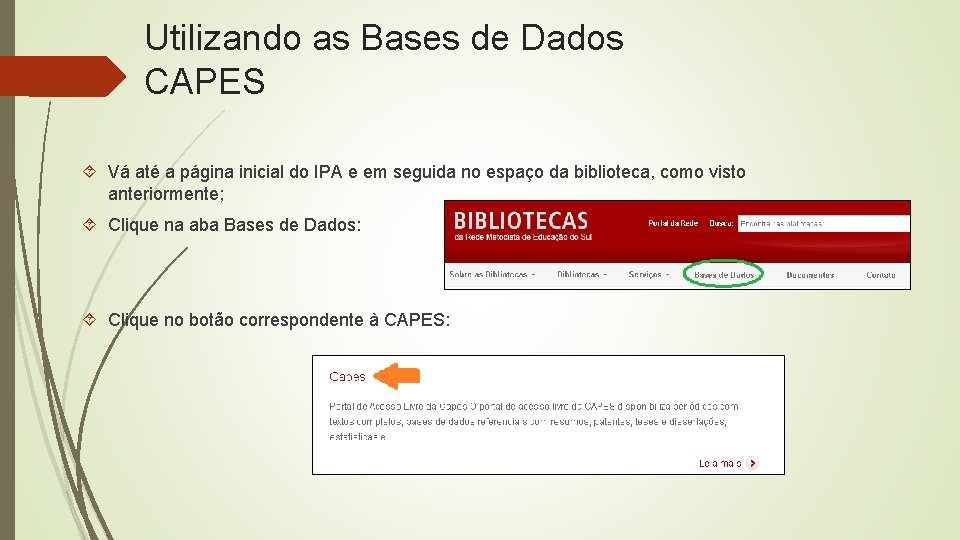 Utilizando as Bases de Dados CAPES Vá até a página inicial do IPA e