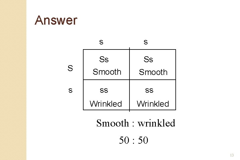 Answer s S s s Ss Smooth ss ss Wrinkled Smooth : wrinkled 50