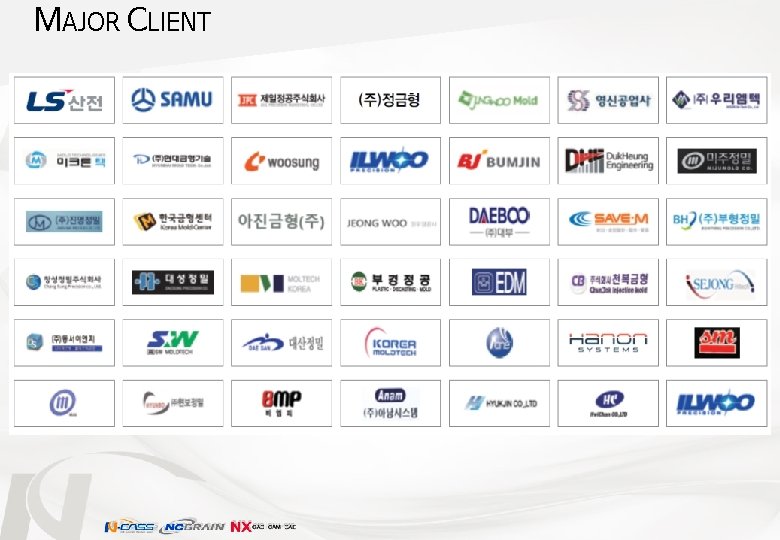 MAJOR CLIENT CADCAM 전문가그룹 