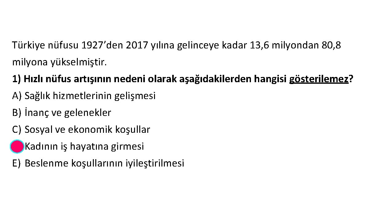 Türkiye nüfusu 1927’den 2017 yılına gelinceye kadar 13, 6 milyondan 80, 8 milyona yükselmiştir.