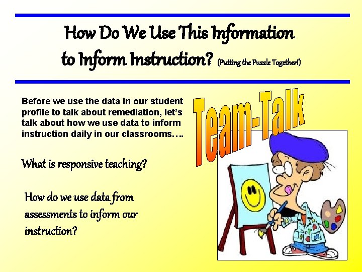 How Do We Use This Information to Inform Instruction? (Putting the Puzzle Together!) Before