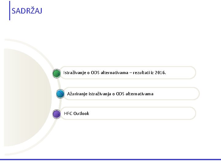 SADRŽAJ Istraživanje o ODS alternativama – rezultati iz 2016. Ažuriranje istraživanja o ODS alternativama SADRŽAJ Istraživanje o ODS alternativama – rezultati iz 2016. Ažuriranje istraživanja o ODS alternativama