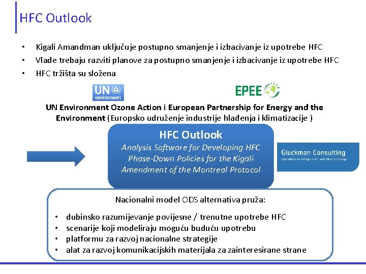 HFC Outlook • • • Kigali Amandman uključuje postupno smanjenje i izbacivanje iz upotrebe