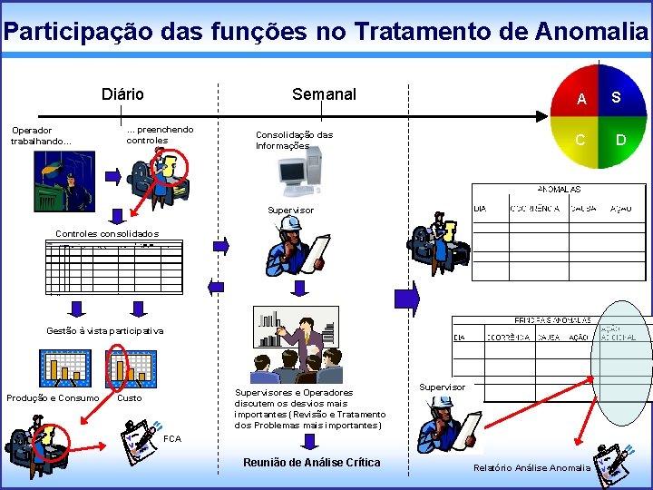 Participação das funções no Tratamento de Anomalia Diário Semanal . . . preenchendo controles