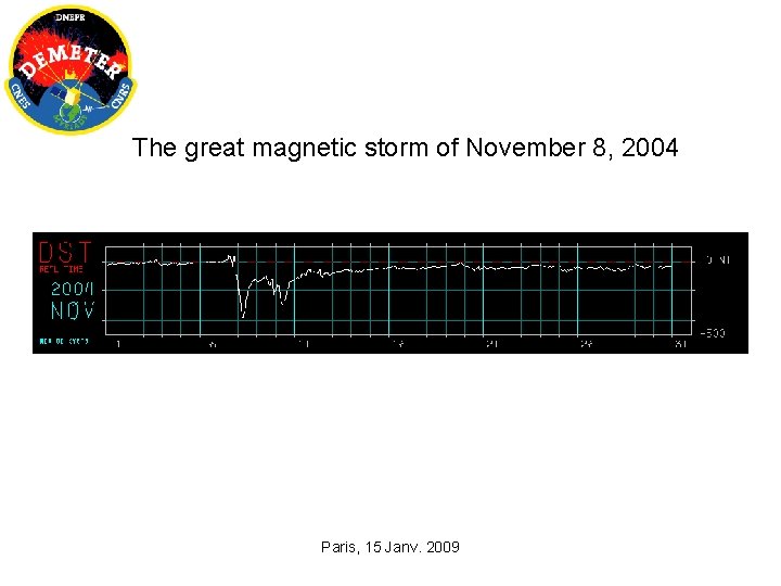 The great magnetic storm of November 8, 2004 Paris, 15 Janv. 2009 