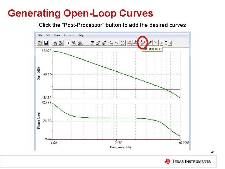 Generating Open-Loop Curves Click the “Post-Processor” button to add the desired curves 39 