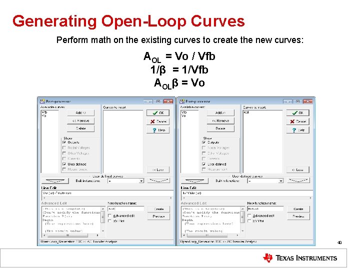 Generating Open-Loop Curves Perform math on the existing curves to create the new curves: