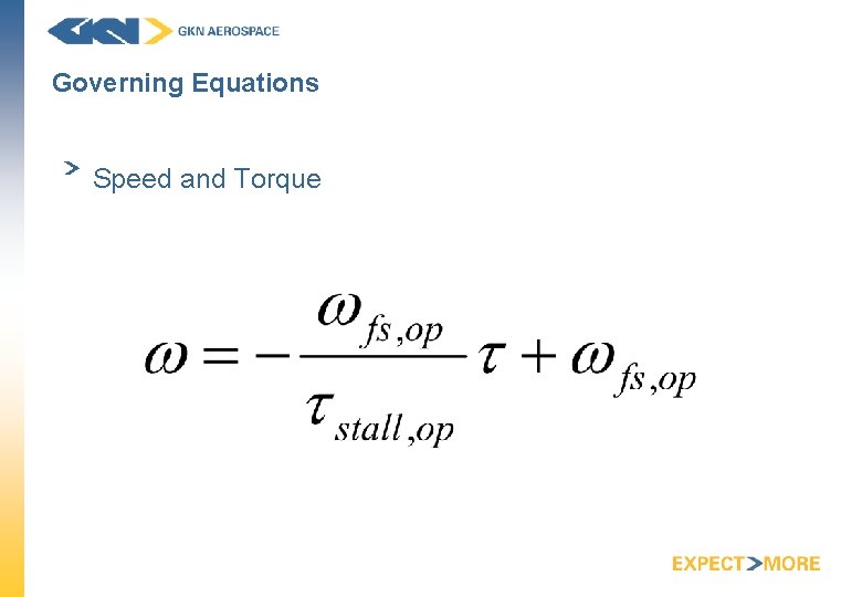 Governing Equations Speed and Torque 