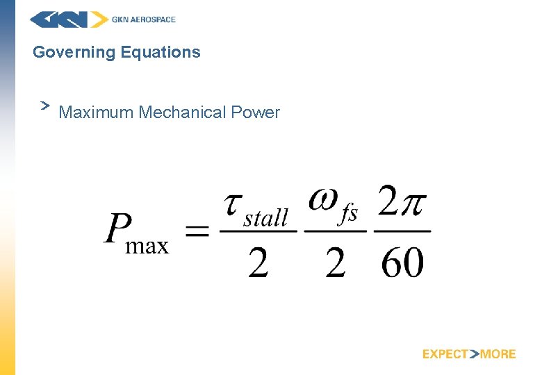 Governing Equations Maximum Mechanical Power 