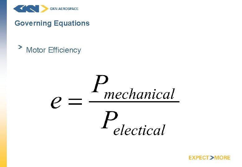 Governing Equations Motor Efficiency 