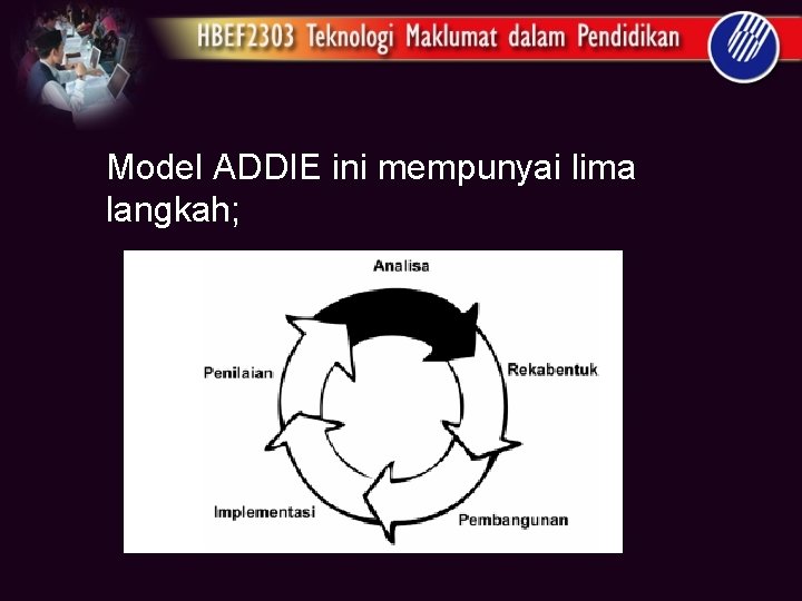 Model ADDIE ini mempunyai lima langkah; 