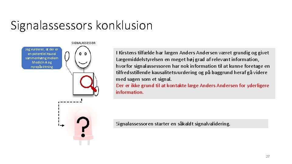 Signalassessors konklusion SIGNALASSESSOR Jeg vurderer, at der er en potentiel kausal sammenhæng mellem Medicin
