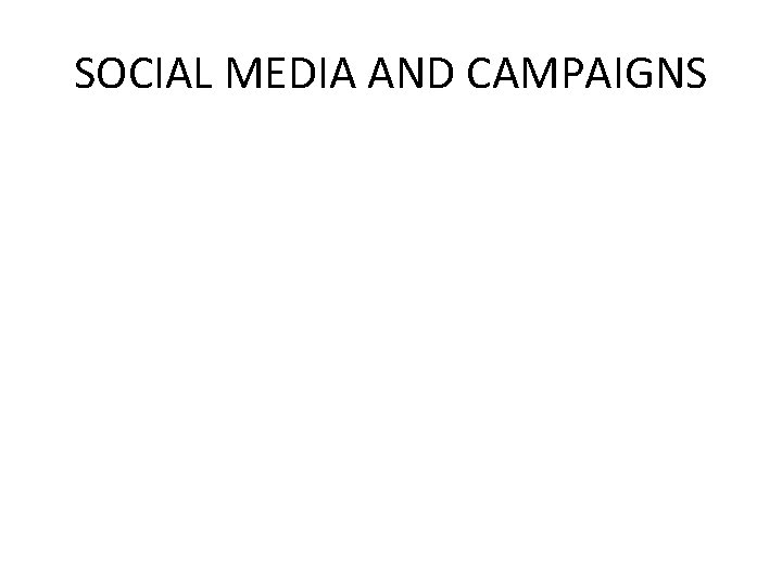 SOCIAL MEDIA AND CAMPAIGNS 