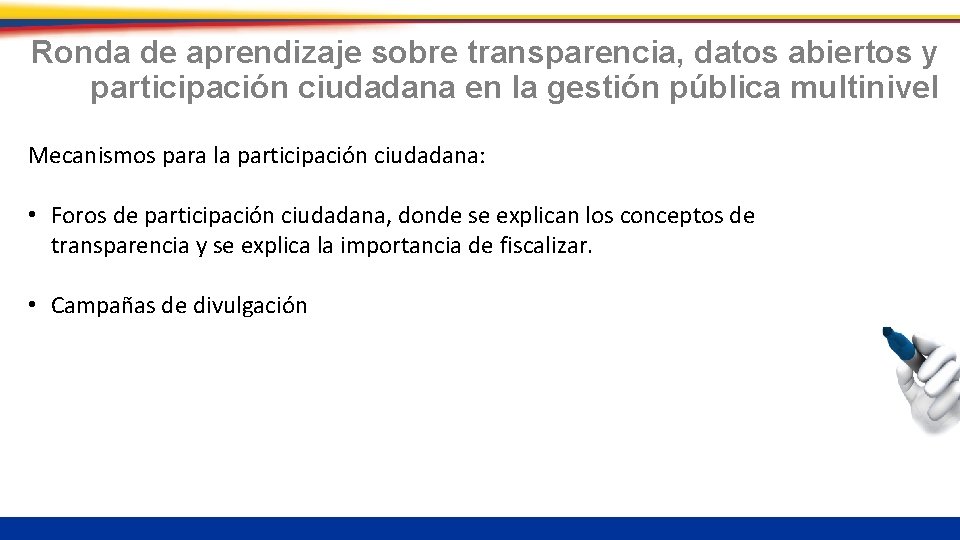 Ronda de aprendizaje sobre transparencia, datos abiertos y participación ciudadana en la gestión pública