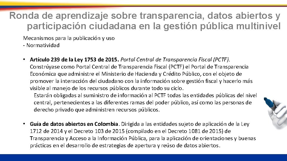 Ronda de aprendizaje sobre transparencia, datos abiertos y participación ciudadana en la gestión pública