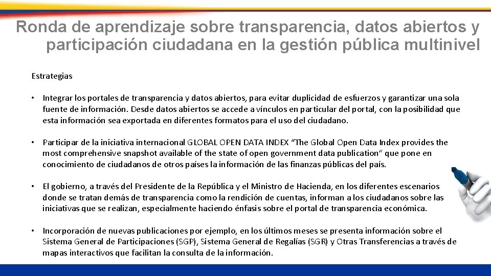 Ronda de aprendizaje sobre transparencia, datos abiertos y participación ciudadana en la gestión pública