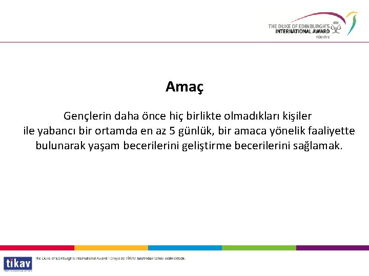 Amaç Gençlerin daha önce hiç birlikte olmadıkları kişiler ile yabancı bir ortamda en az