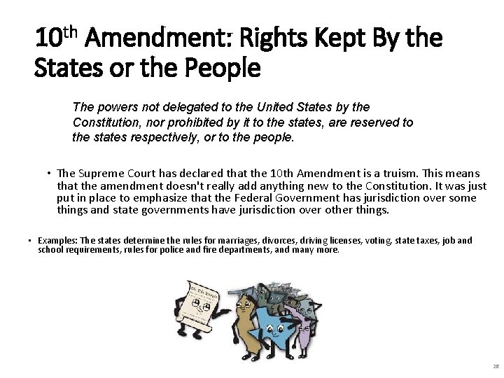 10 th Amendment: Rights Kept By the States or the People The powers not