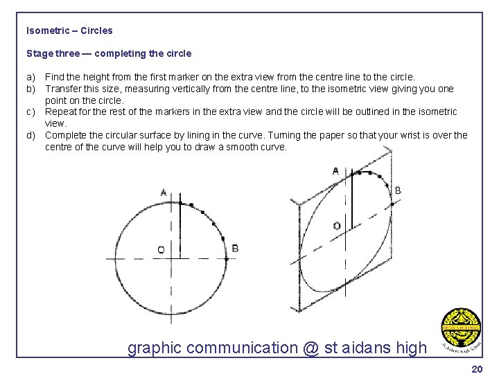 Isometric – Circles Stage three — completing the circle a) Find the height from