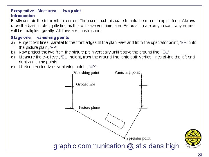 Perspective - Measured — two point Introduction Firstly contain the form within a crate.